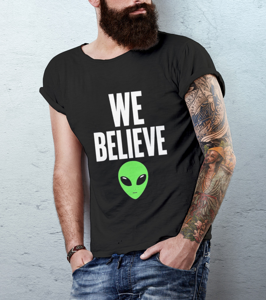 We Believe Alien Green Head Basketball Fans Go Spurs Go T-Shirt