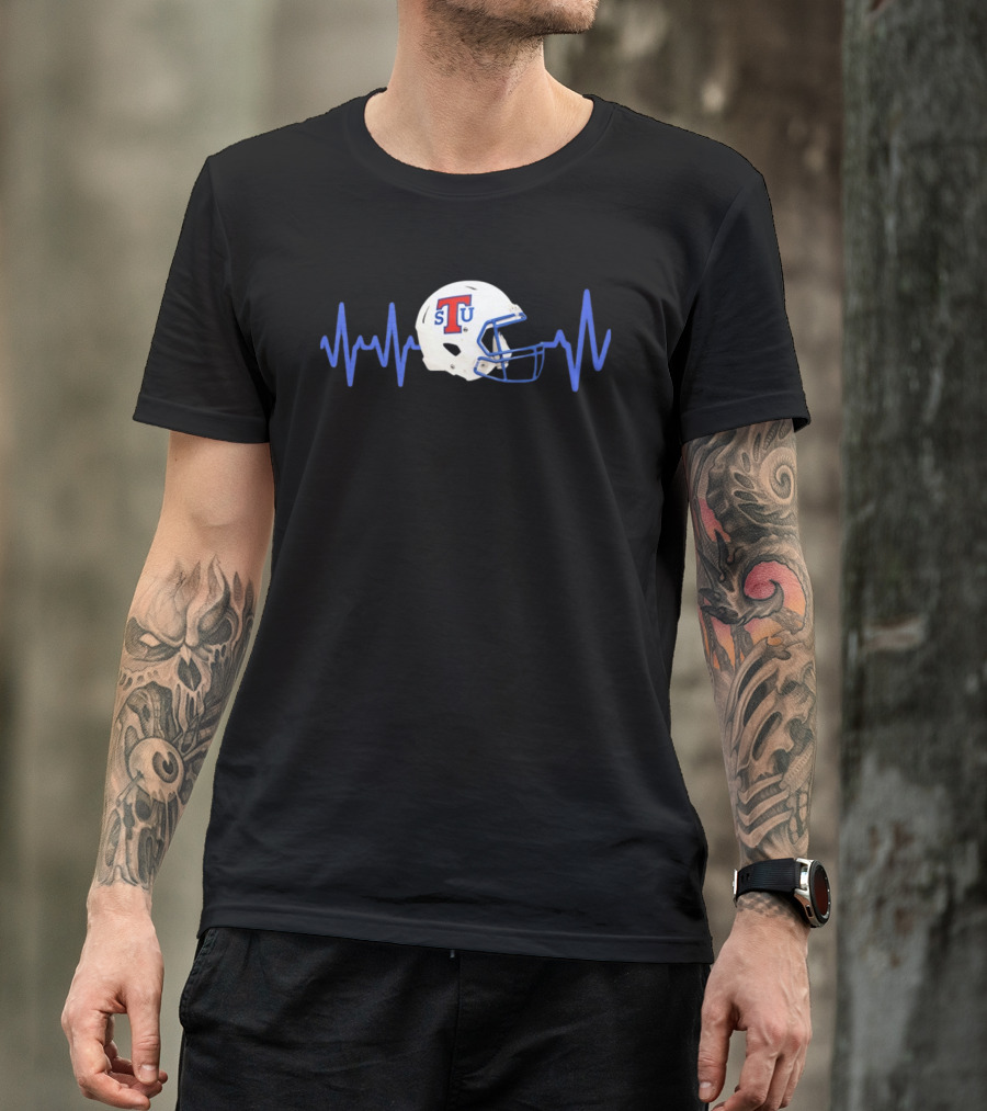 Louisiana Tech Bulldogs STU Football Helmet Heartbeat T-Shirt