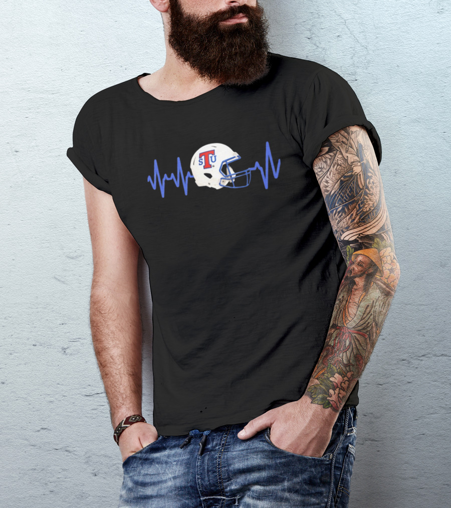 Louisiana Tech Bulldogs STU Football Helmet Heartbeat T-Shirt