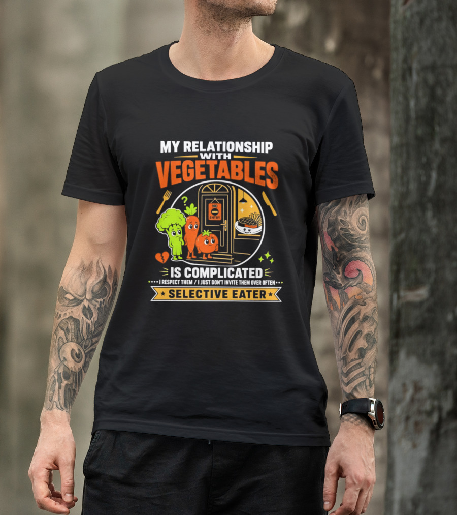 My Relationship With Vegetables Is Complicated Selective Eater Broccoli Carrot Humor T-Shirt