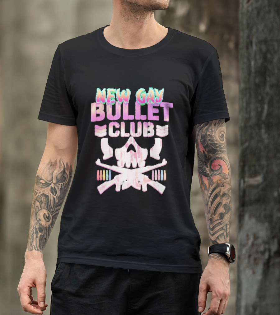 New Gay Bullet Club Skull Rainbow Pride T-Shirt
