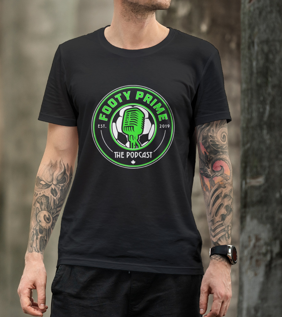 Footy Prime Podcast Est 2019 Soccer Microphone T-Shirt