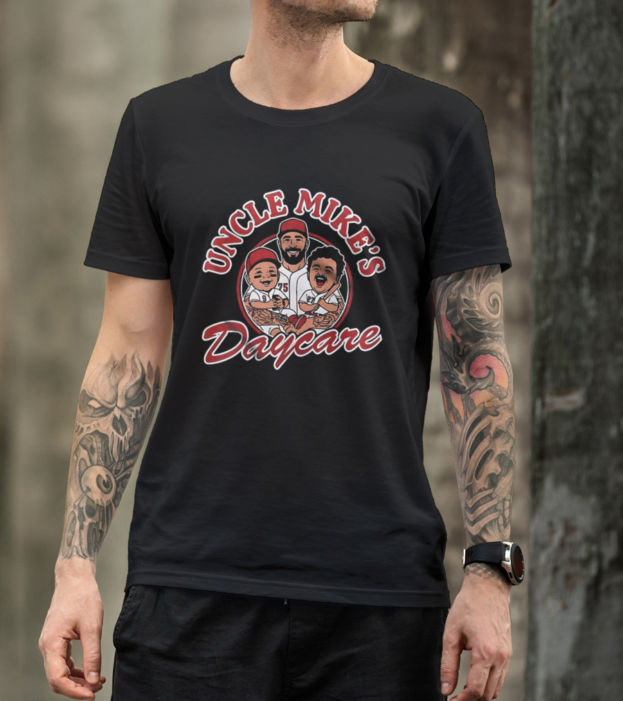 Uncle Mike's Daycare Cincinnati Reds Baseball Player And Kids T-Shirt