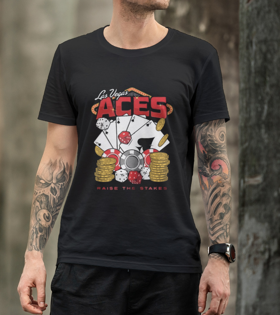 Las Vegas Aces Raise The Stakes Five Of A Kind Poker T-Shirt