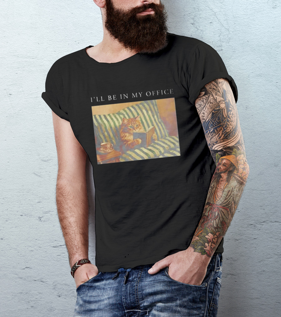 Cat I'll Be In My Office Reading With Coffee T-Shirt