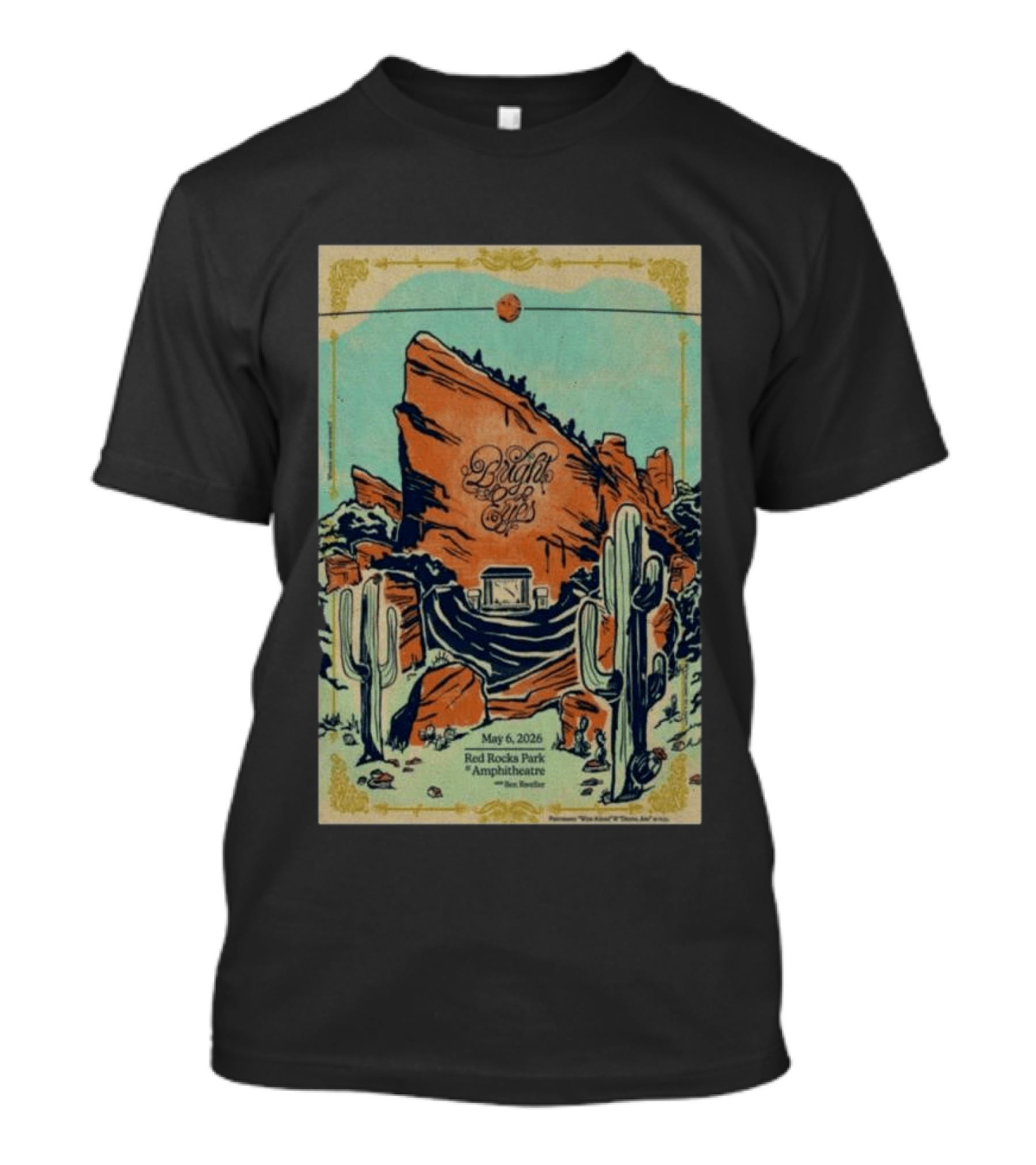 May 6 2026 Bright Eyes Red Rocks Park Amphitheatre Desert Scene T-Shirt