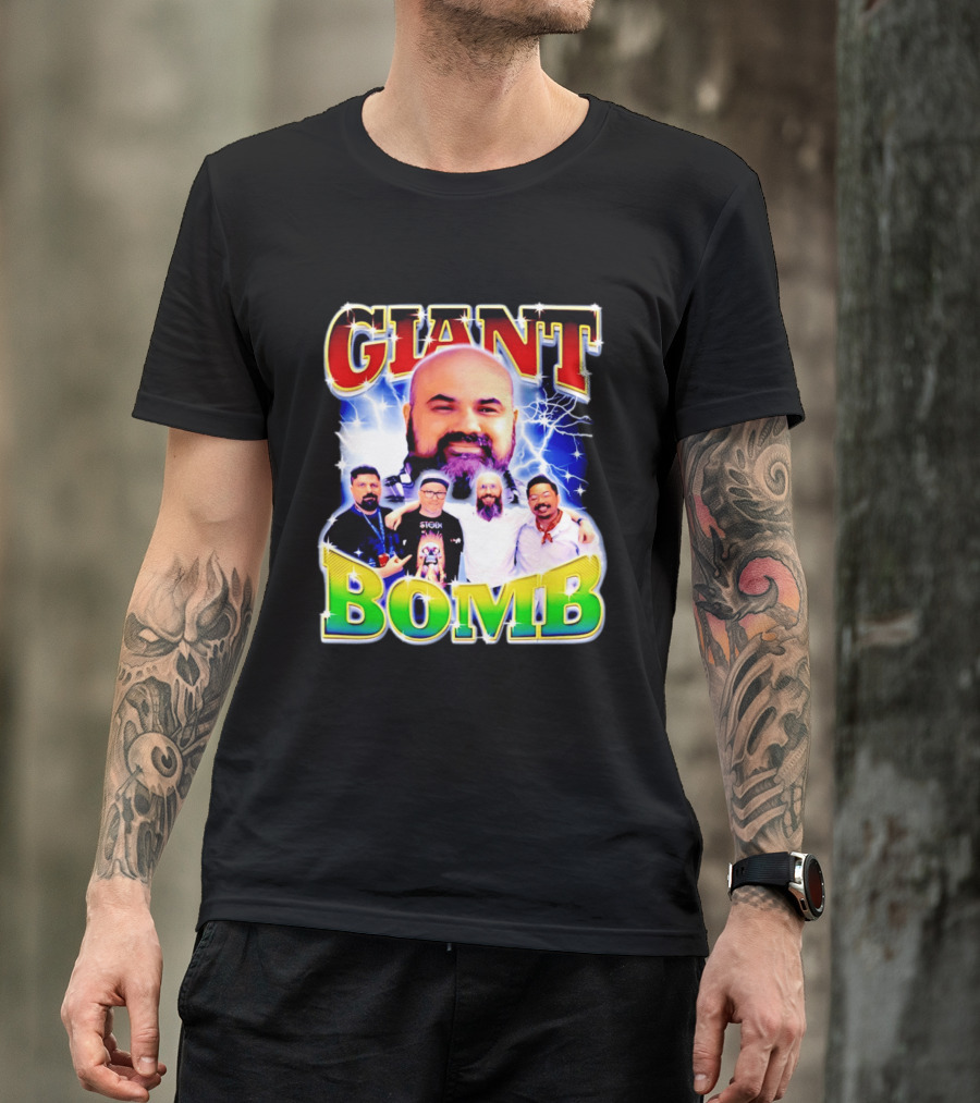 Giant Bomb Crew With Lightning Background 2026 T-Shirt
