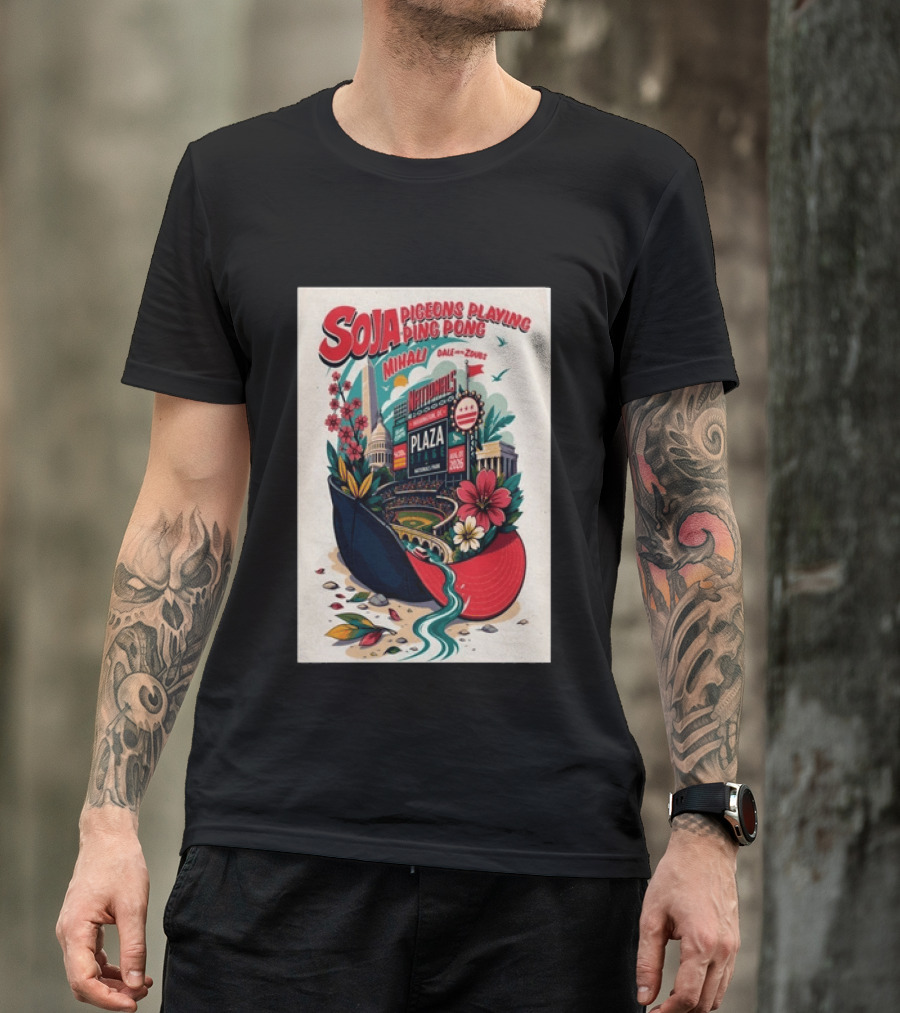 SOJA Pigeons Playing Ping Pong Nationals Park Plaza Stage Washington DC August 1 2026 T-Shirt