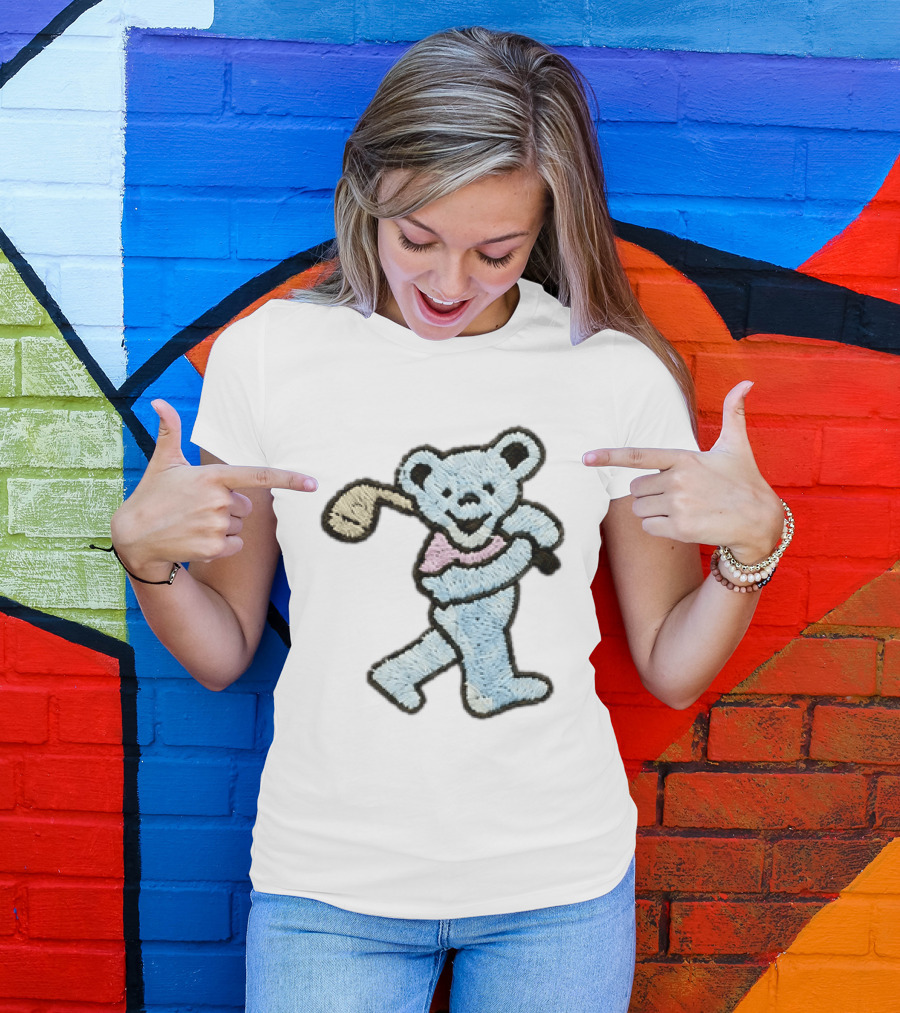 2026 Grateful Dead Bear Golf Embroidered Patch T-Shirt