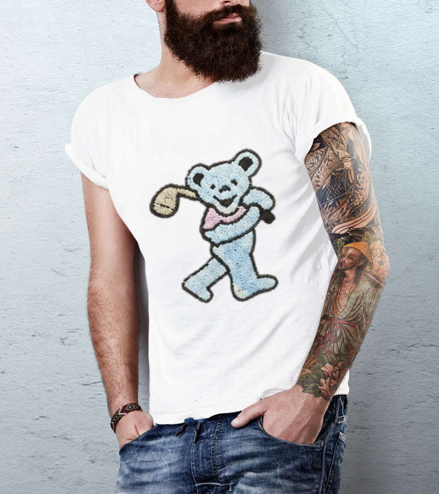 2026 Grateful Dead Bear Golf Embroidered Patch T-Shirt