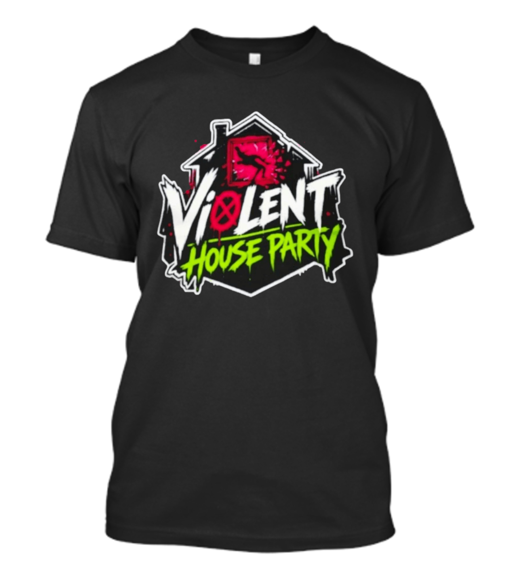 Violent House Party Neon Text And Hangman T-Shirt