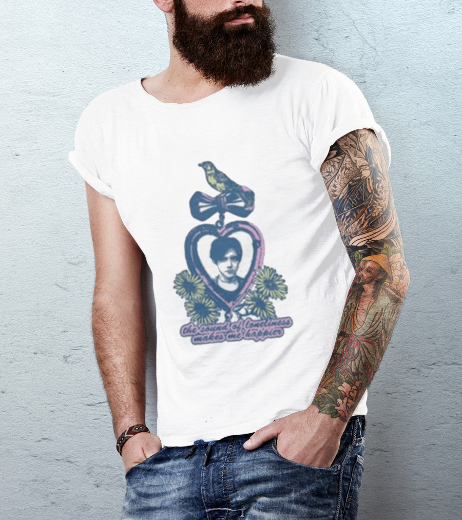 Bright Eyes Yellow Bird Heart Pendant Sound Of Loneliness Makes Me Happier T-Shirt