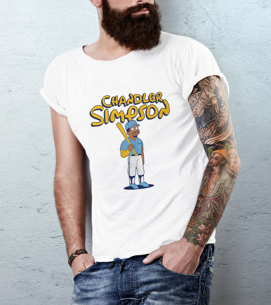 Chandler Simpson Baseball Cartoon T-Shirt