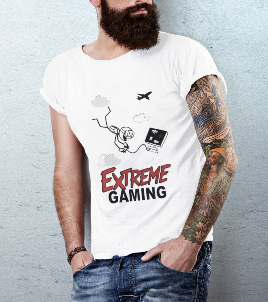 Boys Extreme Gaming Adventure Controller Clouds Plane T-Shirt