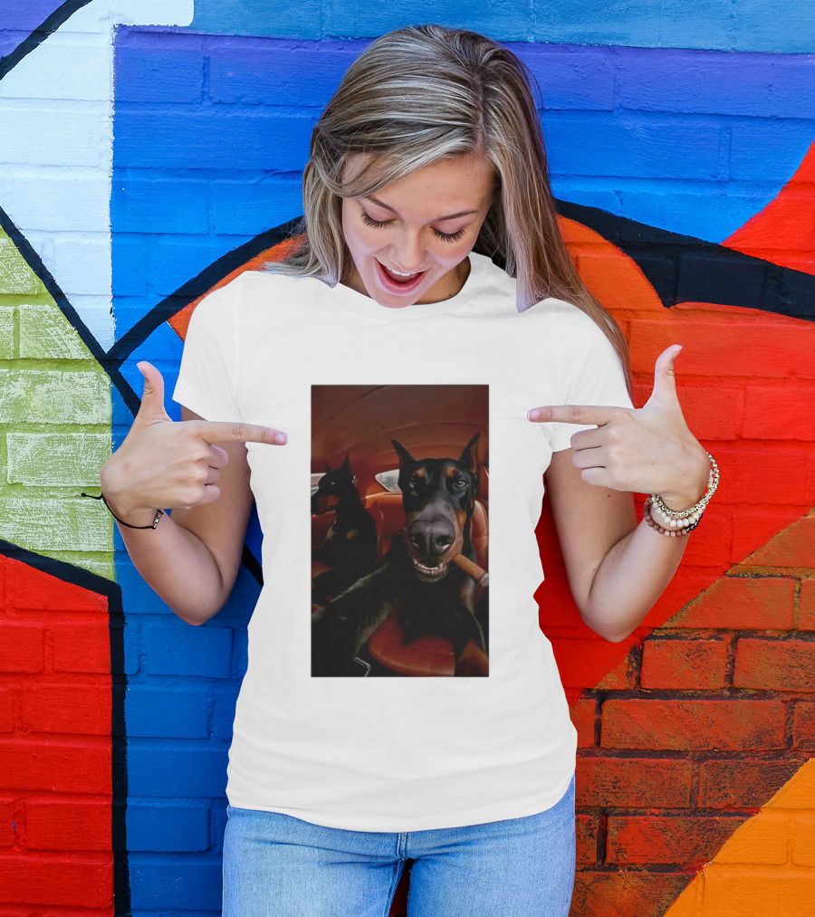 Doberman Smoking Cigar In Car Selfie T-Shirt