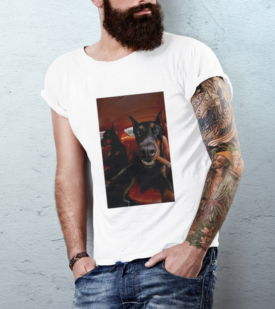 Doberman Smoking Cigar In Car Selfie T-Shirt