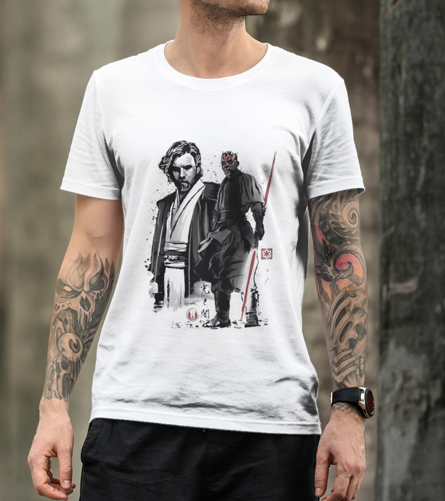 Fueled By Hatred And Revenge Obi Wan Kenobi Darth Maul Japanese Sumi E T-Shirt