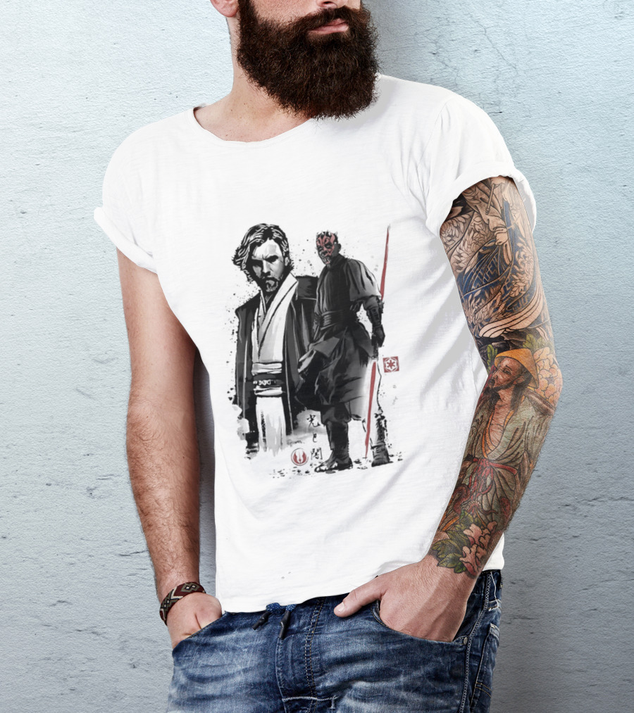 Fueled By Hatred And Revenge Obi Wan Kenobi Darth Maul Japanese Sumi E T-Shirt