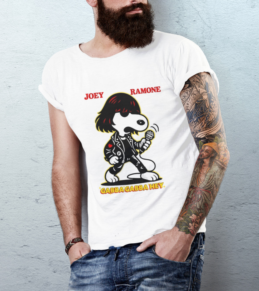 Snoopy Joey Ramone Gabba Gabba Hey Peanuts Crossover Iconic Collaboration T-Shirt