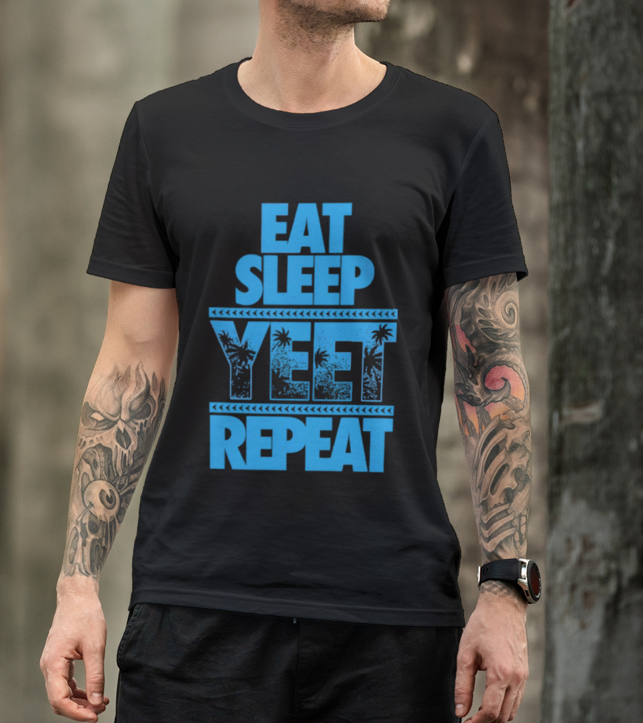 Eat Sleep Yeet Repeat WWE Jey Uso Blue Tropical T-Shirt