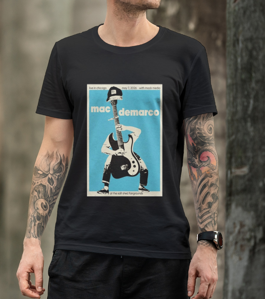Mac Demarco Live In Chicago May 7 2026 At The Salt Shed Fairgrounds With Mock Media T-Shirt