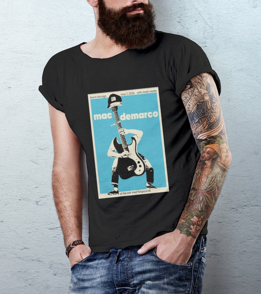 Mac Demarco Live In Chicago May 7 2026 At The Salt Shed Fairgrounds With Mock Media T-Shirt