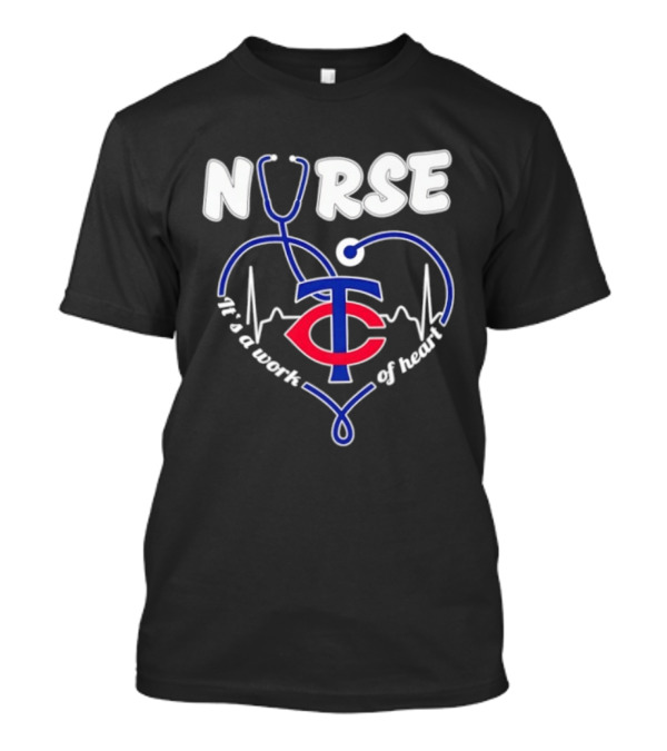 Minnesota Twins Stethoscope Nurse It's A Work Of Heart T-Shirt