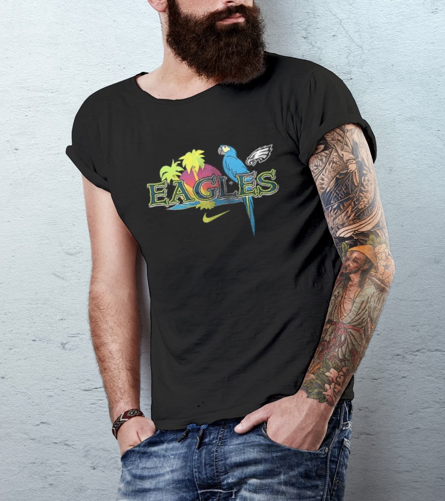 Philadelphia Eagles Parrot Tropical Vibes It's 5 O' Somewhere T-Shirt