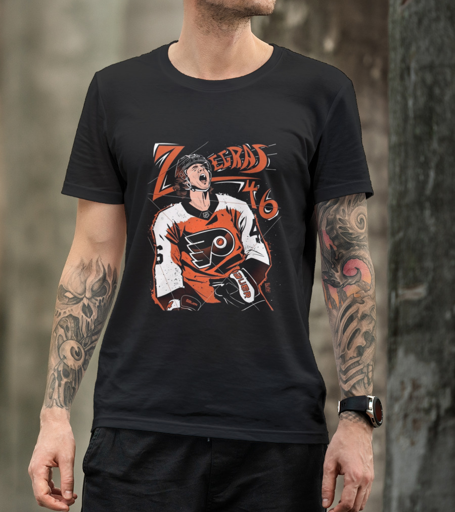 Zegras 46 Philadelphia Flyers Hockey Bauer Sports T-Shirt