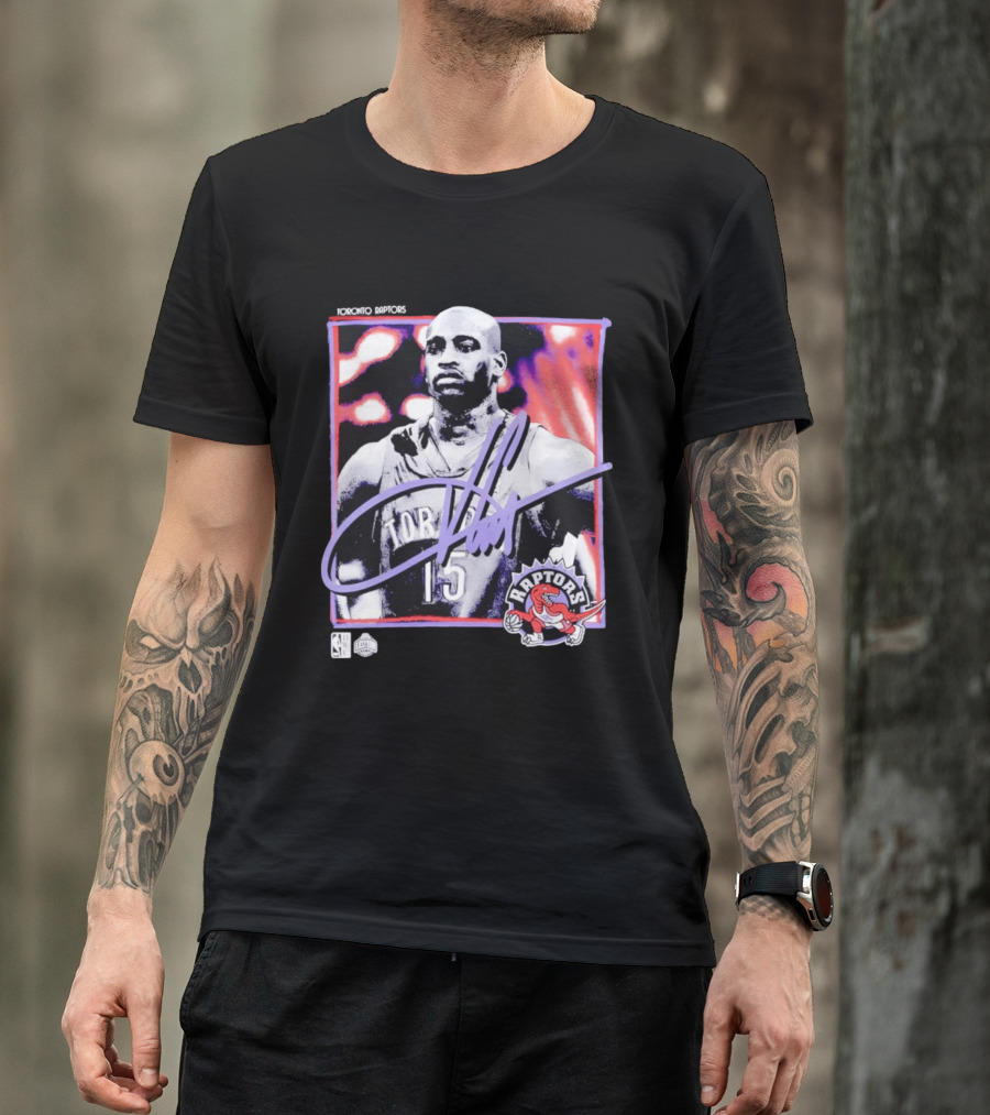 Vince Carter Number 15 Toronto Raptors NBA Hardwood Classics Freeze Frame T-Shirt