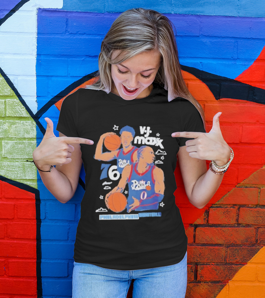 Vj Maxx Philadelphia 76ers Basketball Cartoon Nba 2026 T-Shirt