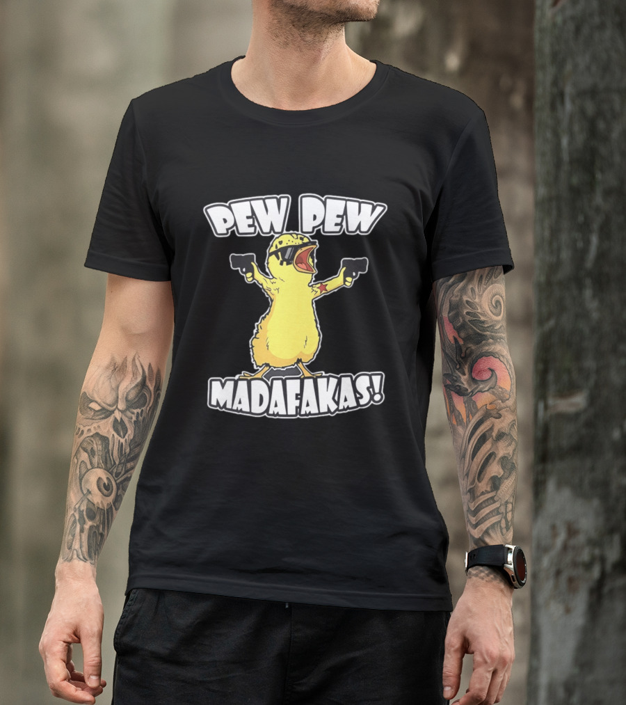 Pew Pew Madafakas Yellow Duck With Pistols T-Shirt