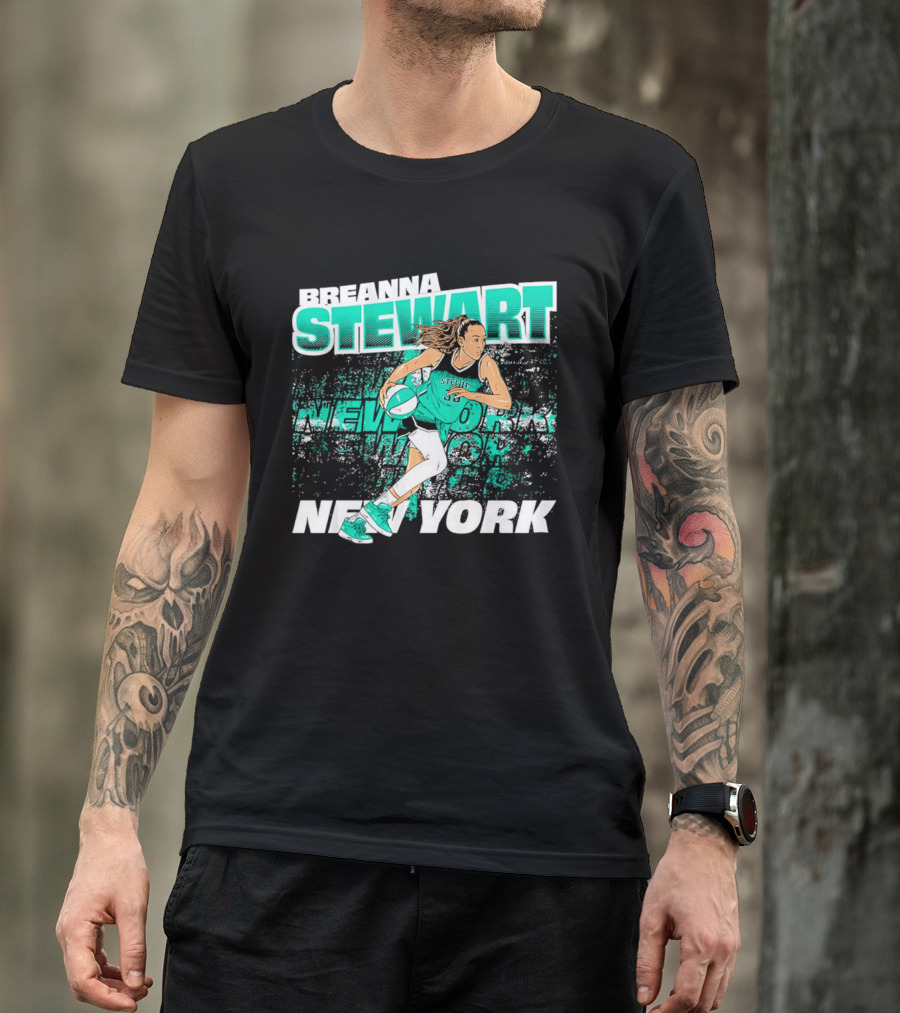 Breanna Stewart New York Basketball Player Action T-Shirt