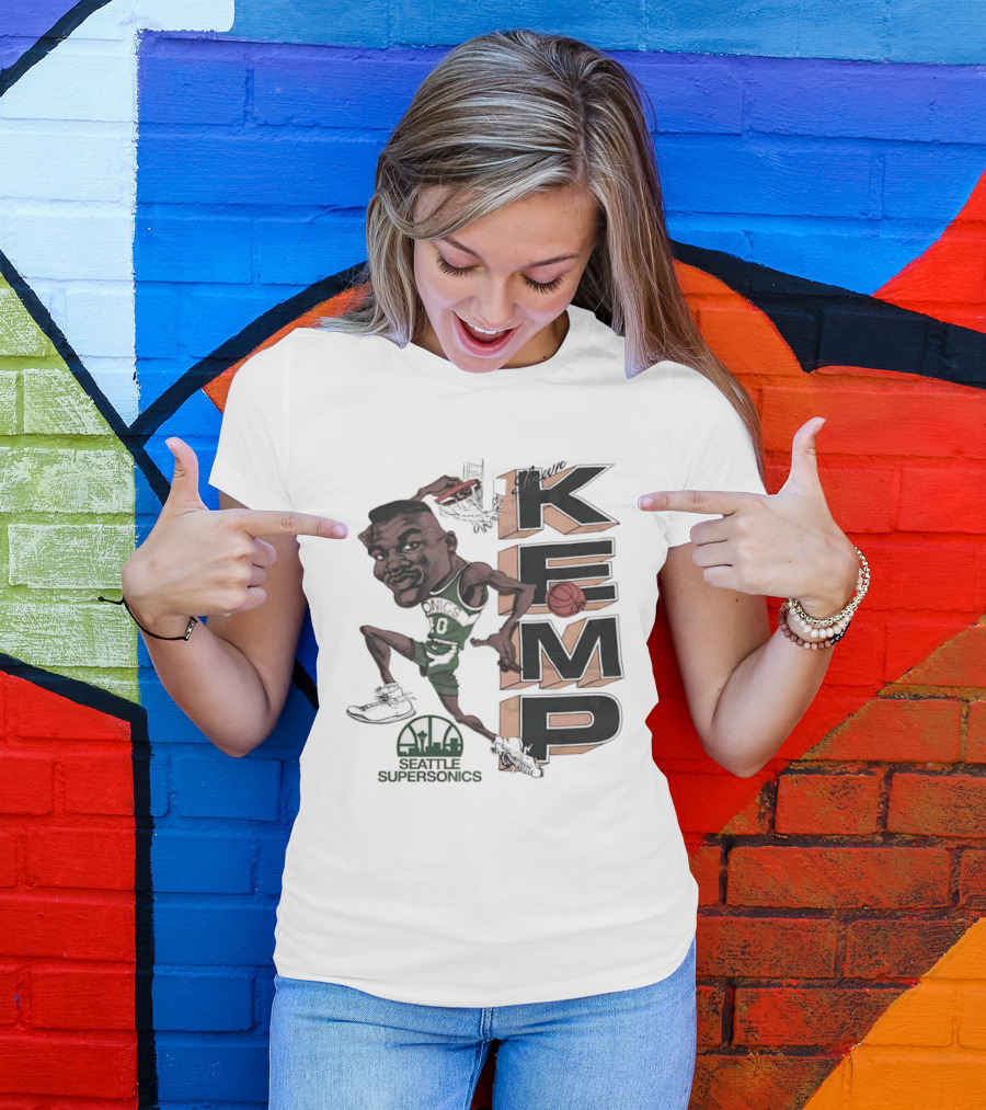 Shawn Kemp Seattle SuperSonics Basketball Caricature T-Shirt