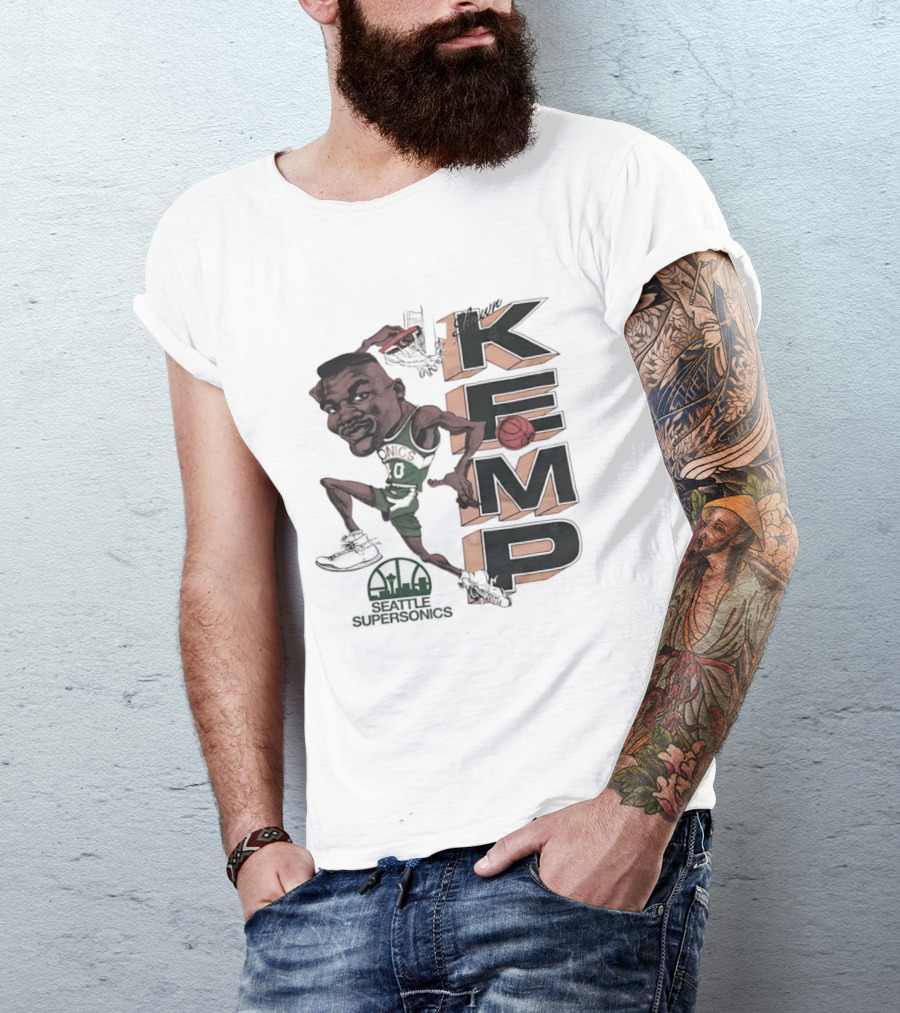 Shawn Kemp Seattle SuperSonics Basketball Caricature T-Shirt