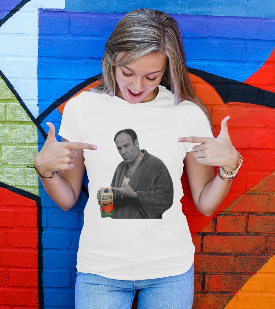 The Sopranos Tony Soprano Holding Tropicana Pure Premium Orange Juice T-Shirt