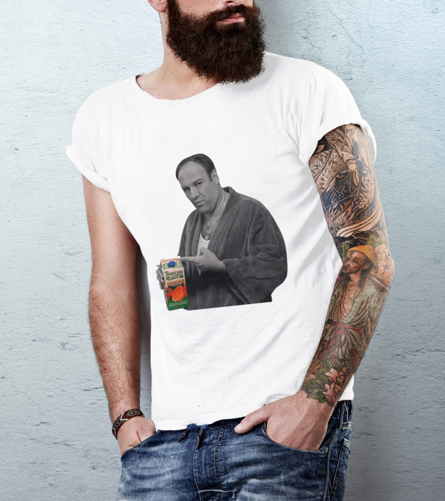 The Sopranos Tony Soprano Holding Tropicana Pure Premium Orange Juice T-Shirt