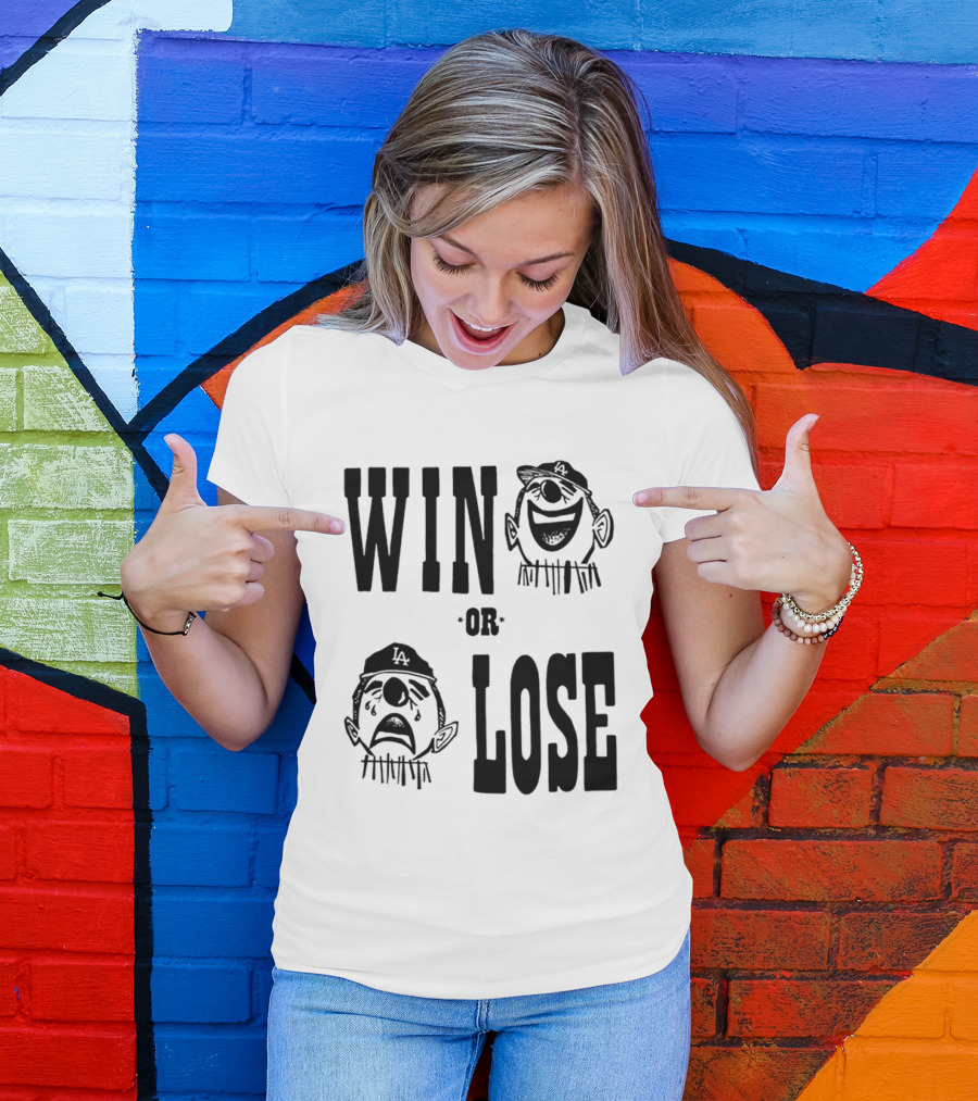 Win Or Lose Laughing Crying Clown LA Baseball Fan T-Shirt