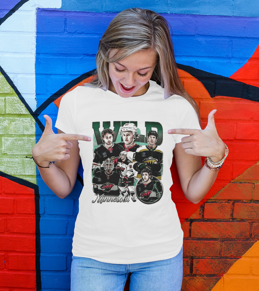 Minnesota Wild Ice Hockey Players Bootleg Comfort T-Shirt