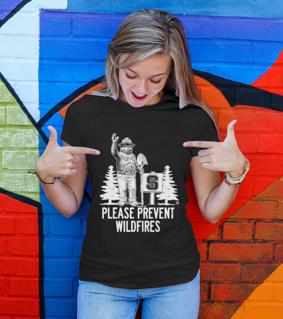 Smokey Bear NC State Collaboration Please Prevent Wildfires T-Shirt
