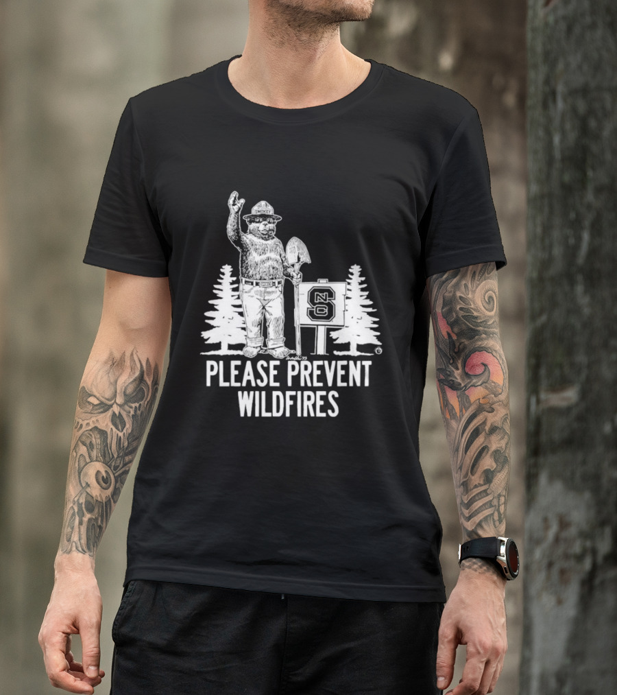 Smokey Bear NC State Collaboration Please Prevent Wildfires T-Shirt