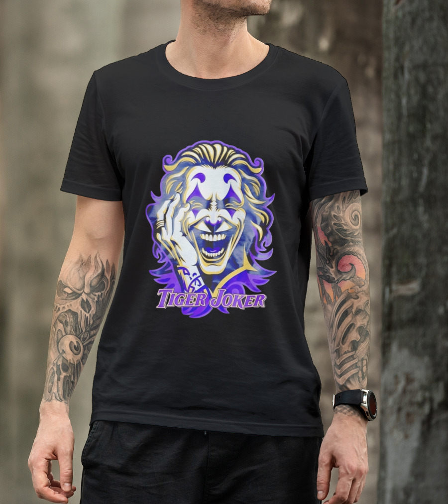Tiger Joker Mischievous Grin Purple Aura T-Shirt
