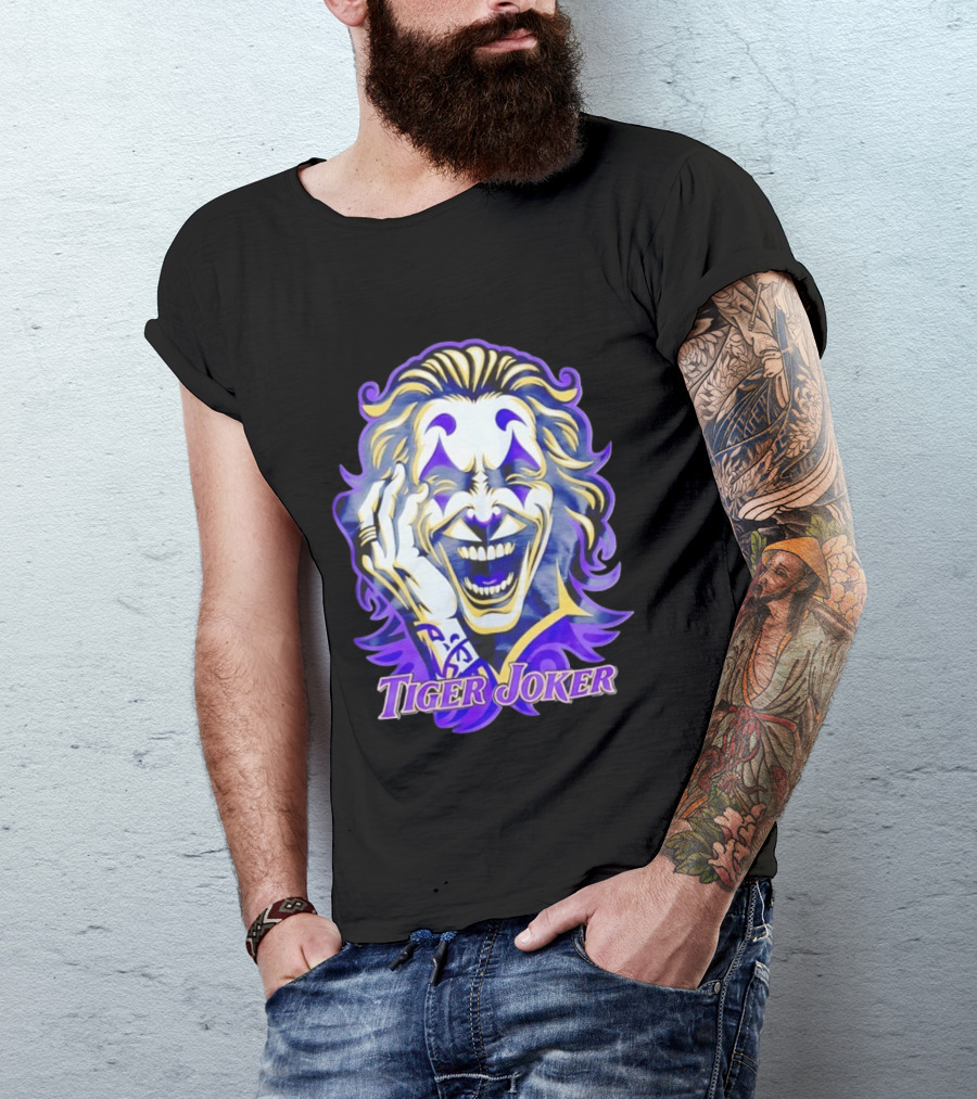 Tiger Joker Mischievous Grin Purple Aura T-Shirt