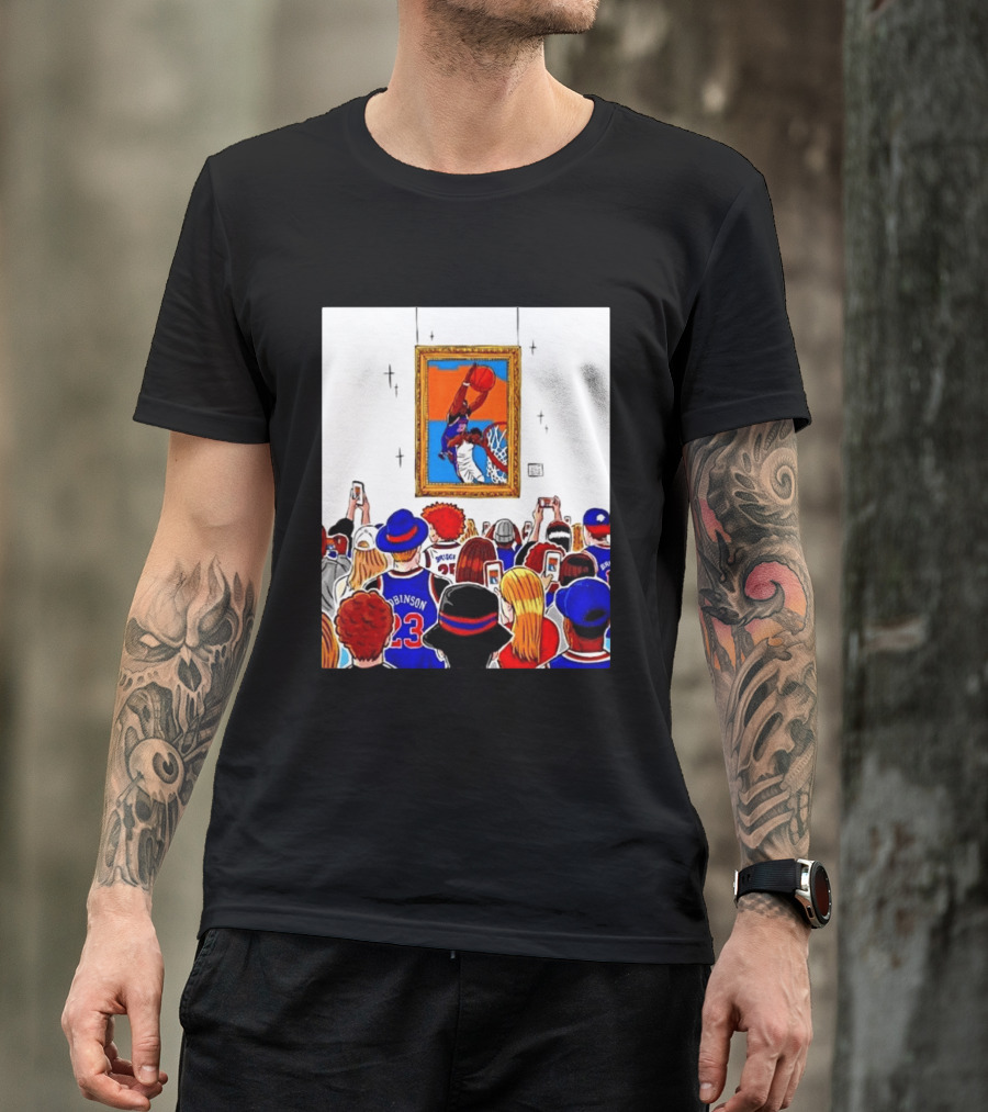 Mitchell Robinson New York Knicks Dunk Over Joel Embiid Crowd T-Shirt