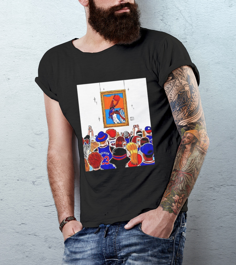 Mitchell Robinson New York Knicks Dunk Over Joel Embiid Crowd T-Shirt