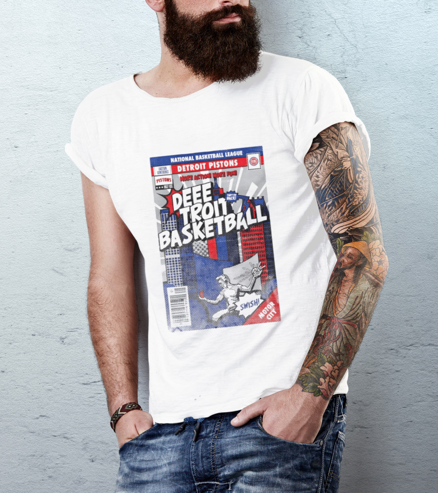 National Basketball League Detroit Pistons Deee Troit Basketball Motor City Comic Cover T-Shirt