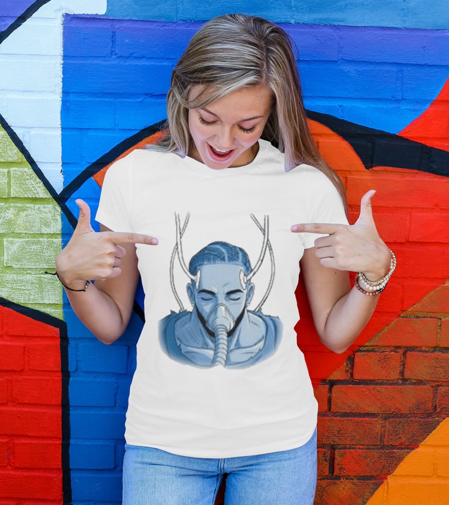 Reaven Leggenda Futuristic Masked Figure With Antlers T-Shirt