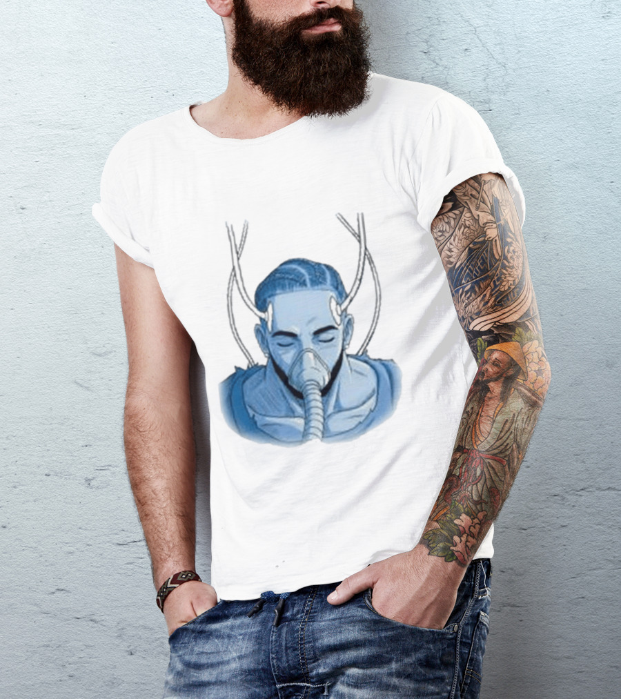 Reaven Leggenda Futuristic Masked Figure With Antlers T-Shirt