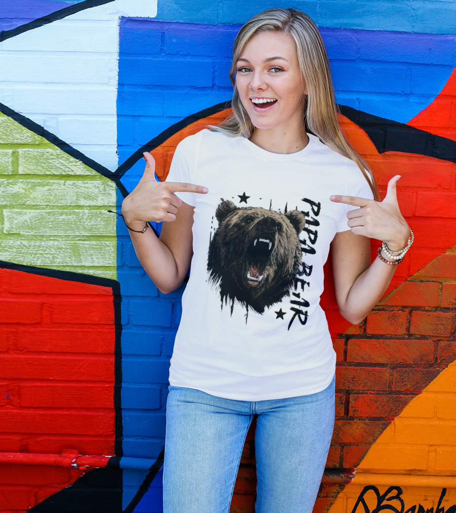 Roaring Grizzly Bear Papa Bear Fierce Wildlife Expression T-Shirt