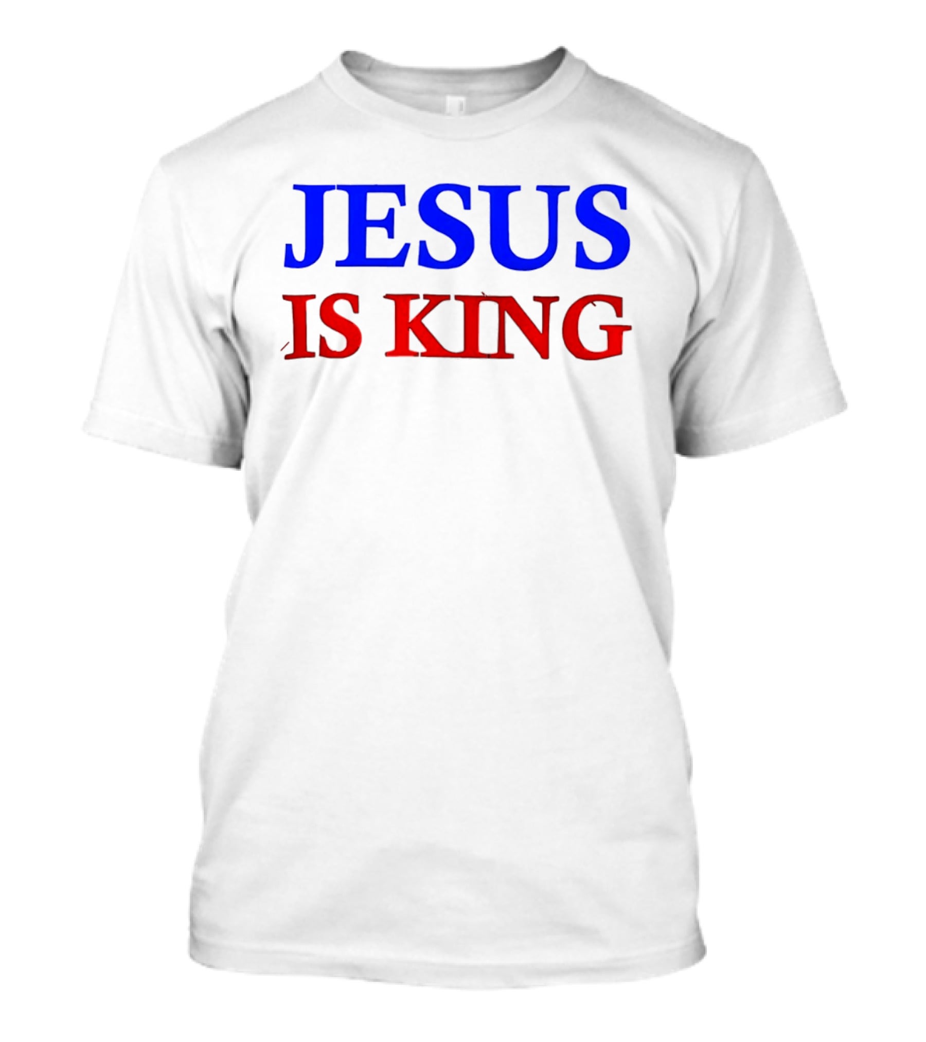 Russell Wilson Jesus Is King Bold Text Blue Red Christian T-Shirt